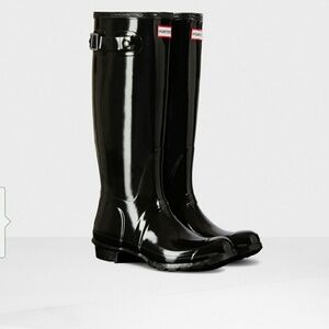 Hunter Black Gloss Women's Rain Boots New with Box Size 10